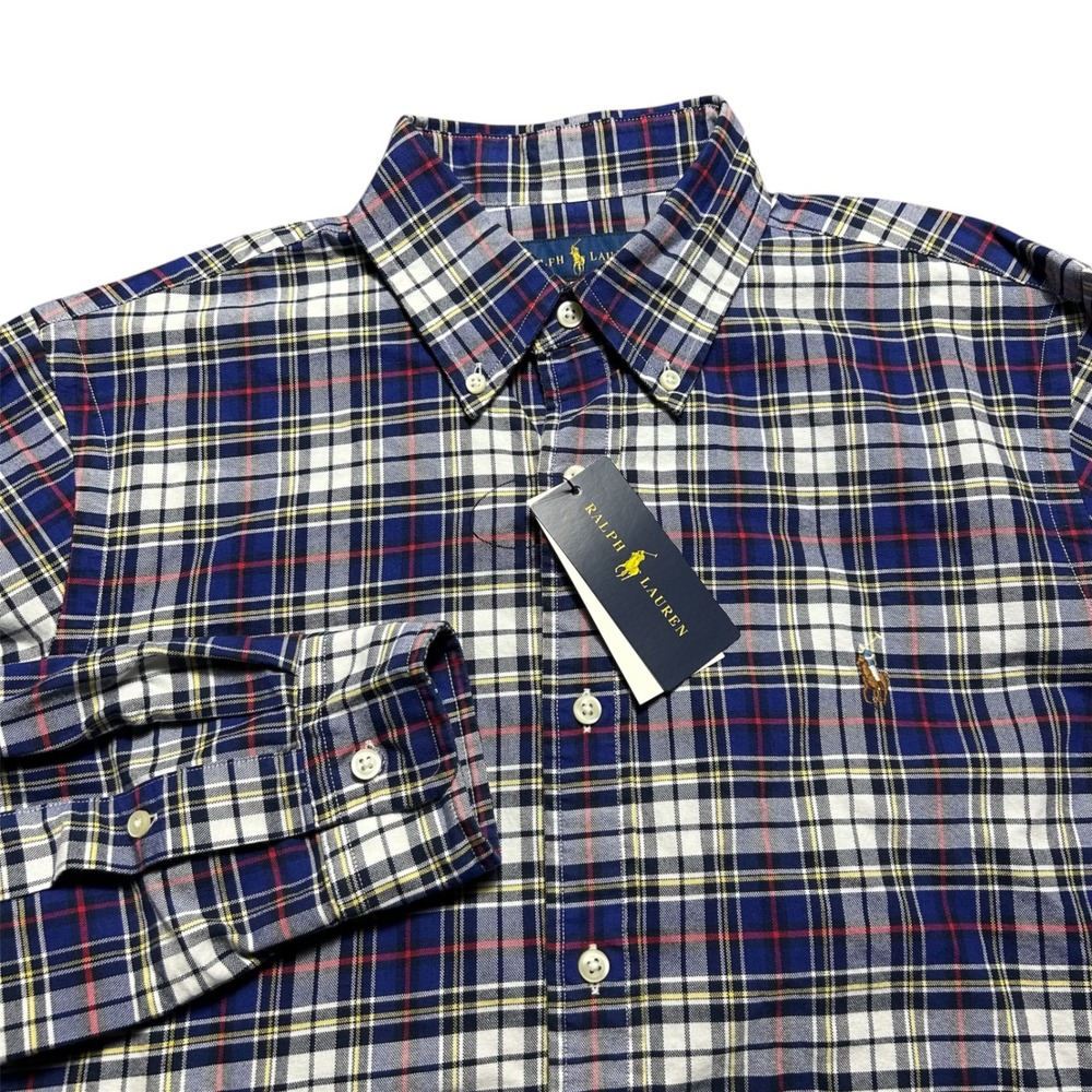 Polo Ralph Lauren Mens Classic Fit Plaid Oxford Shirt Blue Red White Multi M NEW